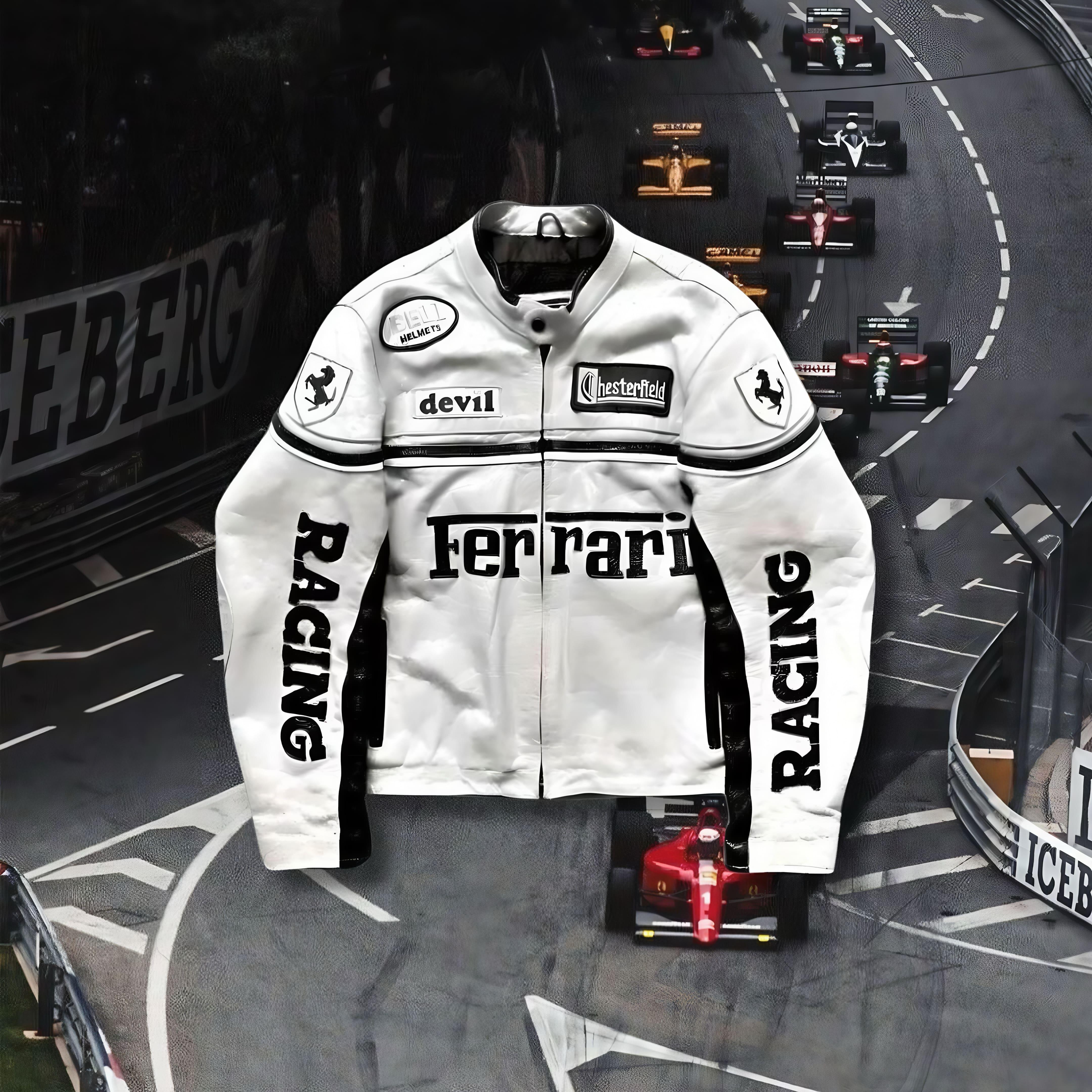 Jaqueta FERRARI F1 Vintage em Couro White - LANÇAMENTO